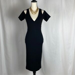 Love by design  Black Midi Dress cold shoulder Small s